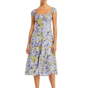 ASTR The Label Bonjour Lavender Floral Printed Button Front Midi Dress